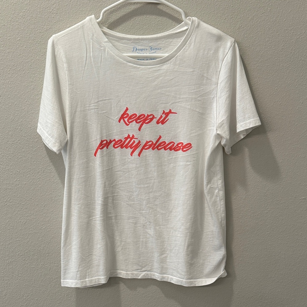 Draper James White Tee with Red Print